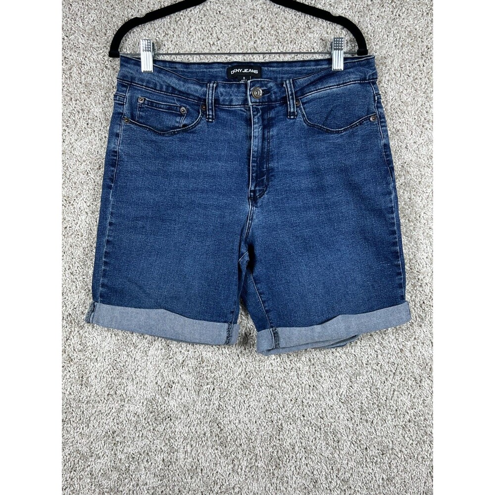 DKNY Jeans Women Denim Shorts Cuffed Stretch Blue Size 8 Casual Summer